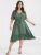 Solid Flutter Trim Eyelet Lace Ties Midi Dress