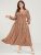 Ditsy Floral Lantern Sleeve Pocket V Neck Split Ruffles Dress