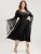 Solid Lace Bell Sleeve Asymmetrical Button Front Dress