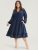 Solid Pocket Crochet Lace Lantern Sleeve Ruffle Shirred Midi Dress