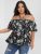 Floral Print Ruffles Halter Off Shoulder Blouse