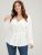 Plain Button Front Drawstring V Neck Blouse