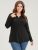 Solid Button Rib Knit Lace Trim  Long Tee