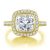 Italo Halo Yellow Gold Created White Sapphire Engagement Ring