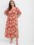 Floral Puff Sleeve Split Square Neck Maxi Dress