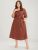 Solid Button Detail Pocket Belted Waffle Knit Dress