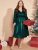 Solid Pocket Lantern Sleeve Wrap Sequin Dress