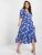 Floral Puff Sleeve Wrap Knot Ruffled Midi Dress