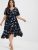 Floral Print Ruffles V Neck Knot Midi Dress