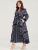 Scarf Print Lantern Sleeve Pocket Belted Wrap Maxi Dress