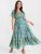 Floral Belted Ruffles Button Wrap Maxi Dress