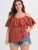 Plain Ruffles Eyelet Cold Shoulder Blouse