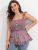 Solid Ruffles Shirred Button Eyelet Lace Cami Top