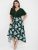 Floral Patchwork Zipper Asymmetrical Hem Pocket Midi Dress