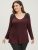 Solid V Neck Contrast Lace Rib Knit Long Tee