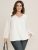 Solid Geometric Mesh Lantern Sleeve V Neck Blouse